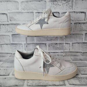 White Raven Silver Glitter Star Sneakers Women's Size 8